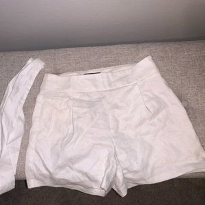 White High Waisted Shorts with Tie